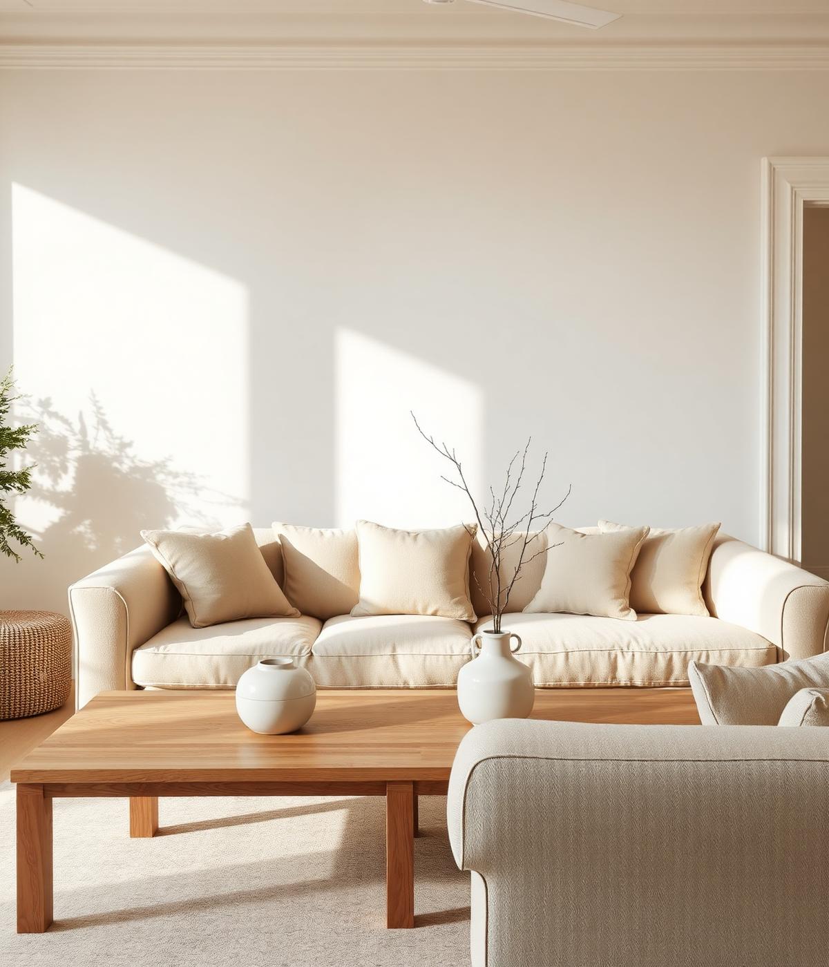 Sage-toned styled lounge
